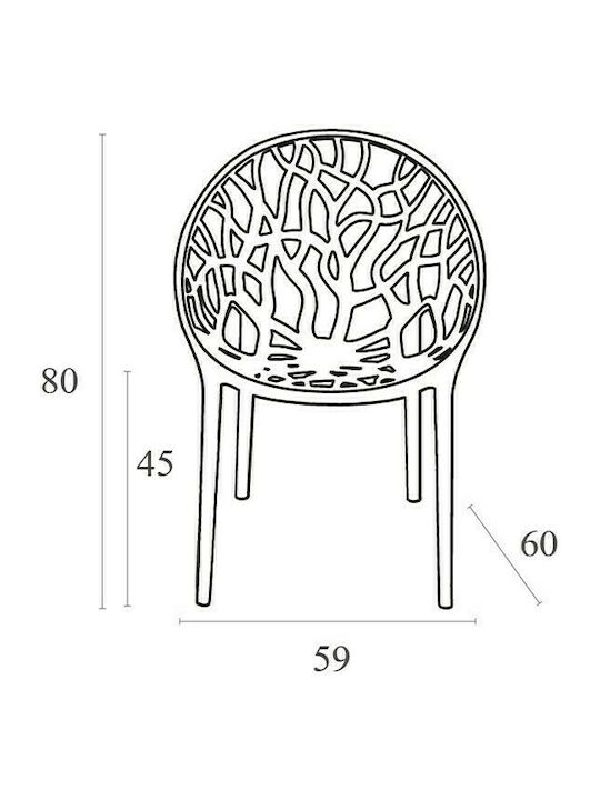 Crystal Dining Room Polypropylene Chair Black Transparent 59x60x80cm