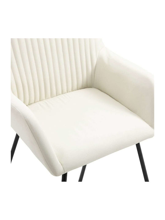 Dining Room Fabric Chair Cream 61x61x84cm 2pcs