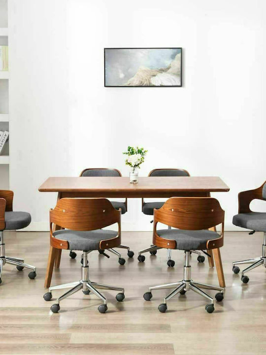 Swivel Visitor Chair with Arms & Wheels Γκρι 47.5x53x76cm 6pcs