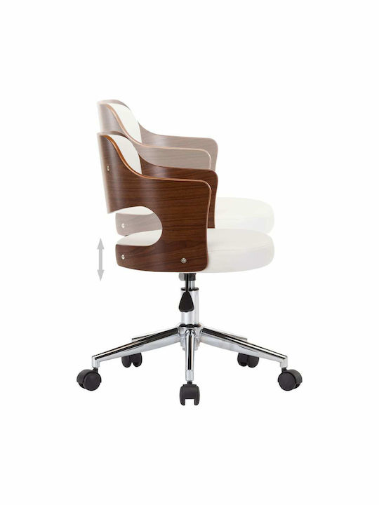 Rotativă Scaun Vizitator cu Brațe & Roți Alb 47.5x53x76cm 2buc