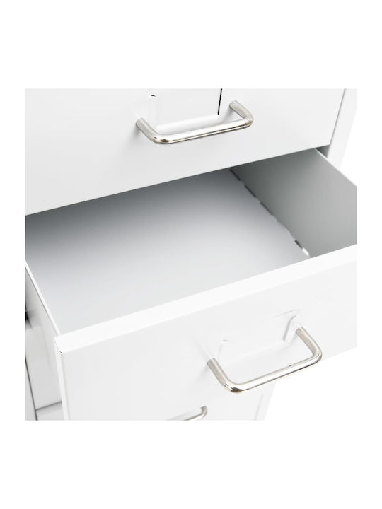 Office Storage Metal Drawer with Wheels & 8 Drawers White L28xW41xH109cm