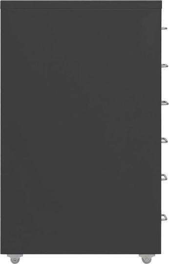 Metallische Büro-Schubladenschublade mit Rädern Anthrazit 28x41x69cm