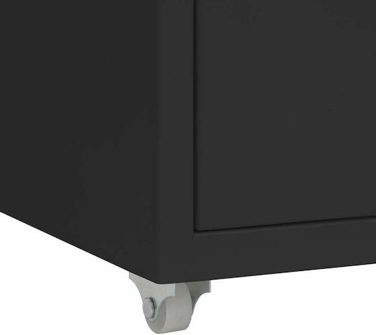 Metallene Büroaufbewahrungsschublade mit Rädern Schwarz 28x41x69cm