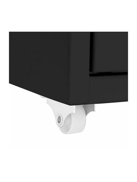 Office Storage Metal Drawer with Wheels & 8 Drawers Black L28xW41xH109cm