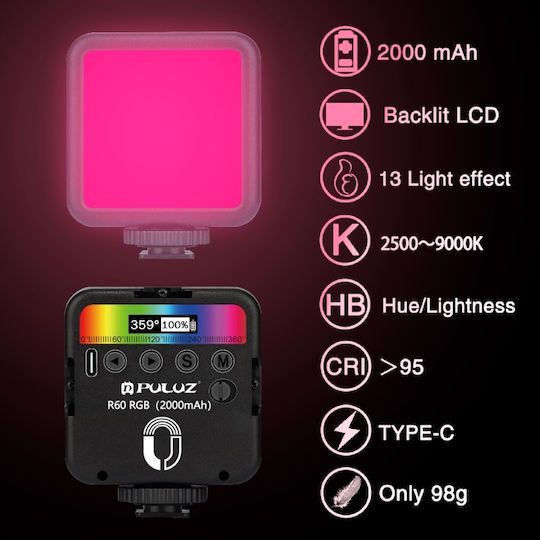 Puluz LED RGB Licht 2500 - 9000K 6W mit Lichtstärke Lux 800