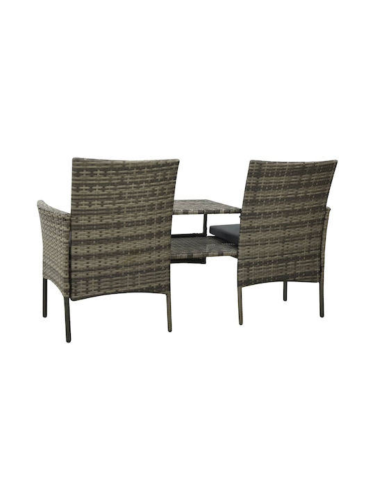 Garden & Outdoor Furniture Set Living Room 3 Pieces Gray with Pillows