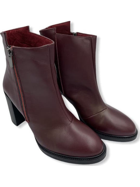 Leder Stiefeletten Damen Burgundisch