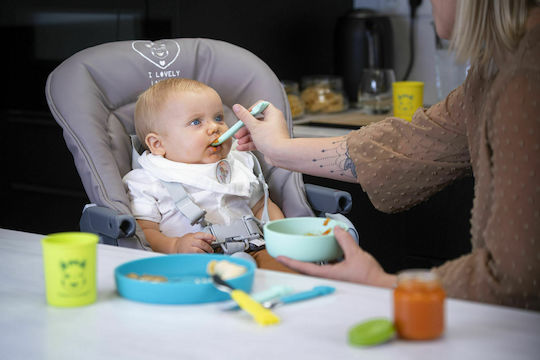 Sophie La Girafe Feeding Set made of Silicone with Non-Slip Base Blue 4pcs for 6+ months