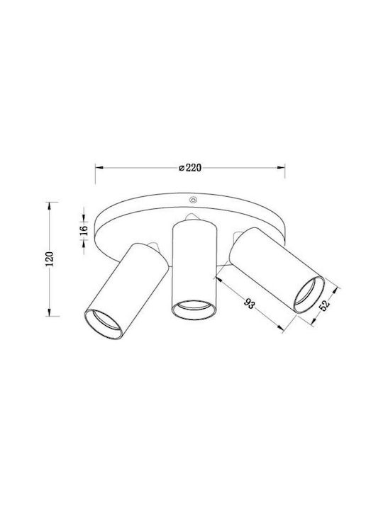 Vivalux SP713-3R Triple Spot with Socket GU10 in White Color
