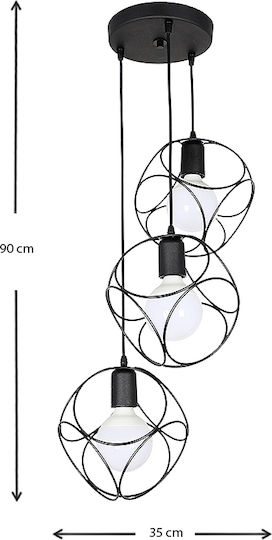 Megapap Lusita Висящо Осветително Тяло Черен с Цокъл E27 35x35x90см.