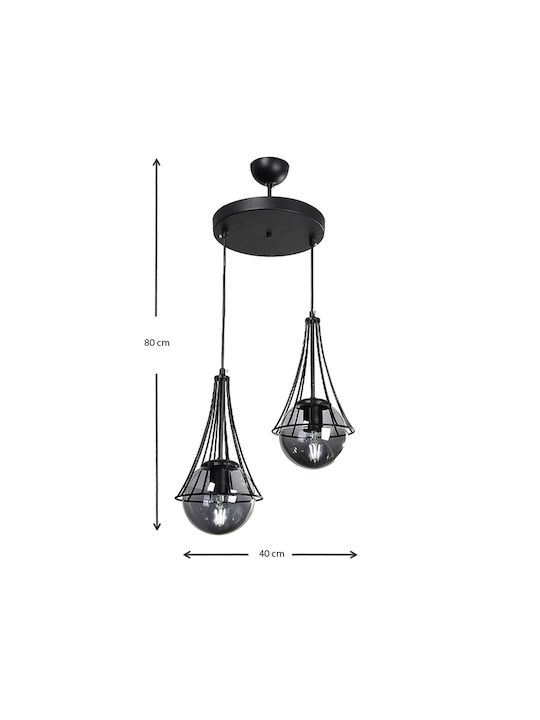 Megapap Cahaya Pendant Light Black with Socket E27 40x40x80cm