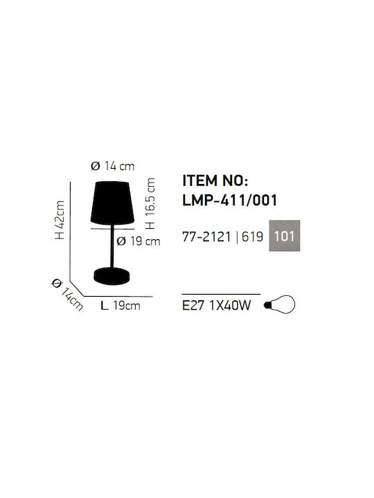 Home Lighting Metal Table Lamp for Socket E27 with White Shade and Silver Base