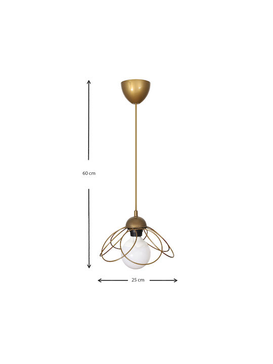 Megapap Zufash Κρεμαστό Φωτιστικό Χρυσό με Ντουί E27 25x25x60εκ.