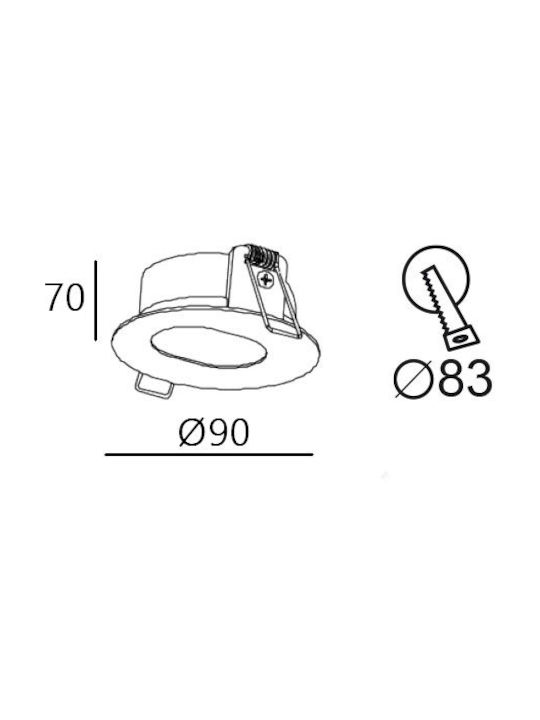 Viokef Top Spot Rund Metallisch Einbau Spot mit integriertem LED Weiß 9x9cm. 1Stück
