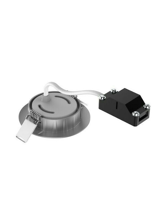 Elvhx Round Metallic Recessed Spot with Integrated LED and Warm White Light Silver 8x8cm. 1pcs