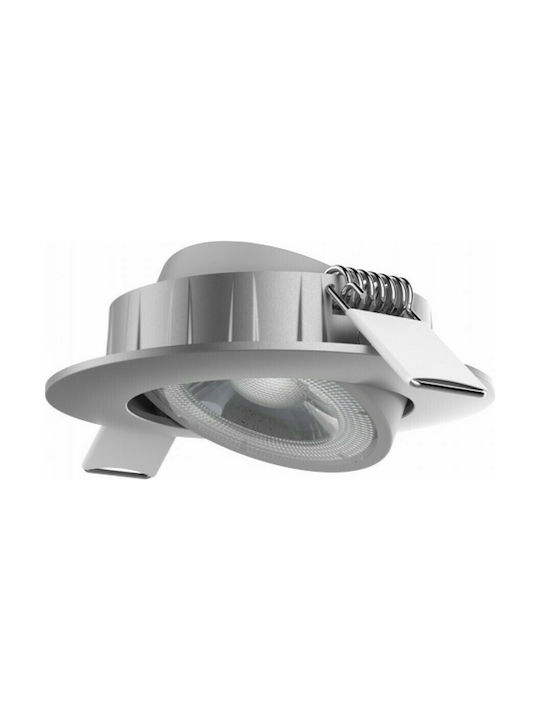 Elvhx Rund Metallisch Einbau Spot mit integriertem LED und Warmweißes Licht Silber 8x8cm. 1Stück