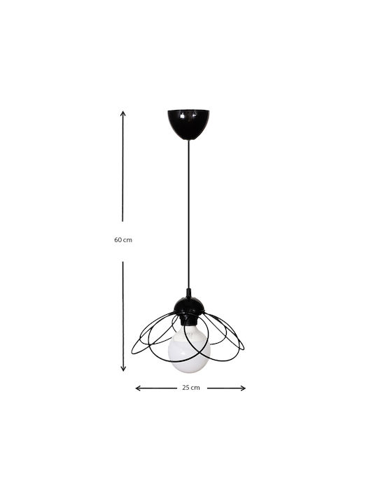 Megapap Zufash Pendant Light Black with Socket E27 25x25x60cm