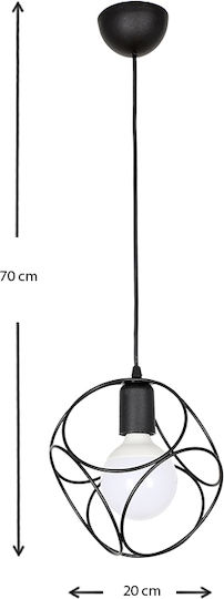 Megapap Lusita Висящо Осветително Тяло Черен с Цокъл E27 20x20x70см.