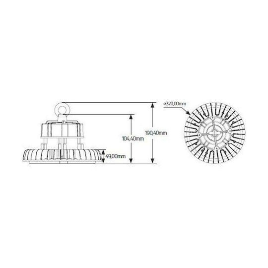 Geyer Φωτιστικό Καμπάνα 240W Ψυχρό Λευκό 31200lm με Ενσωματωμένο LED Μαύρο