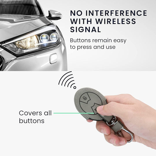 Leatherette Car Key Cover Case with 3 Buttons for Mini Cooper Gray