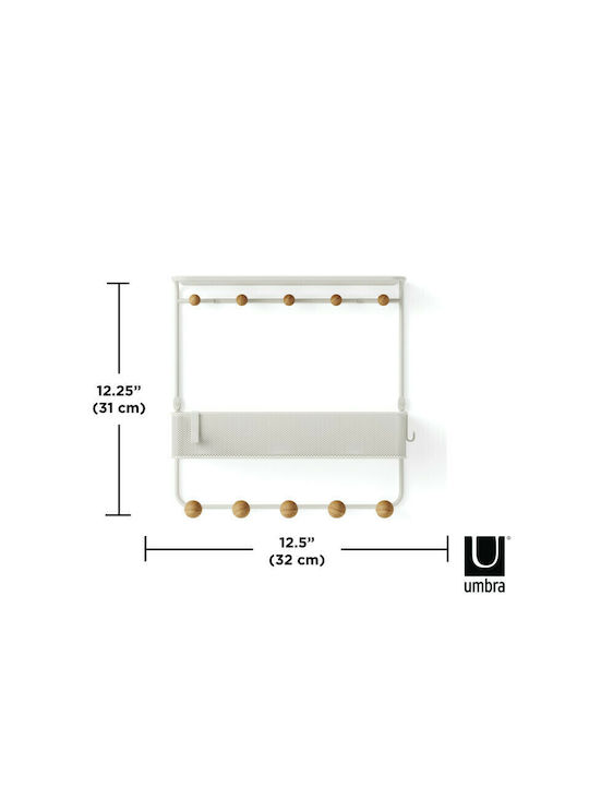 Umbra Metal Wall Hanger 10 Hooks White 31x10x32cm