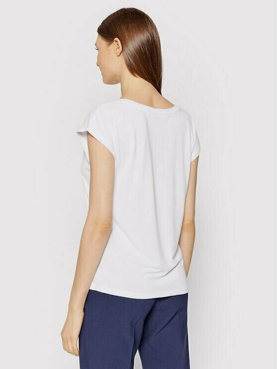Vero Moda Damen T-Shirt mit V-Ausschnitt Weiß