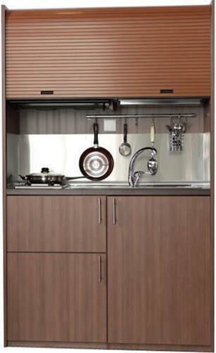 Silver Silver Kitchenette with Left Sink Bowl 125x65x209cm Wenge