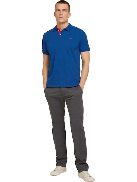 Basic Polo Herrenbluse Kurzarm Blau