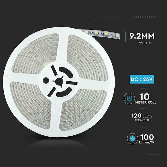 V-TAC Αδιάβροχη Ταινία LED 24V Ψυχρό Λευκό Φως 10m Τύπου SMD2835