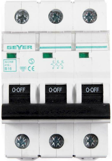 Geyer Automatischer Schutzschalter 16A Dreipolig AC EA316B