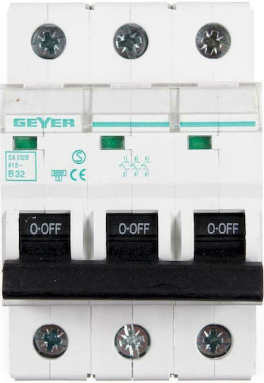 Geyer Automatic Circuit Breaker 32A Triple-pole AC EA332B
