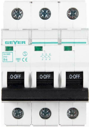 Geyer Automatic Circuit Breaker 6A Triple-pole AC EA306B