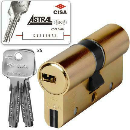 Cisa Lock Cylinder Security Astral S 75mm (30-45) with 5 Keys Gold