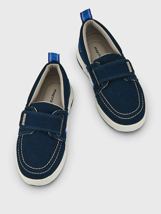 Boys Fabric Moccasins with Velcro Blue