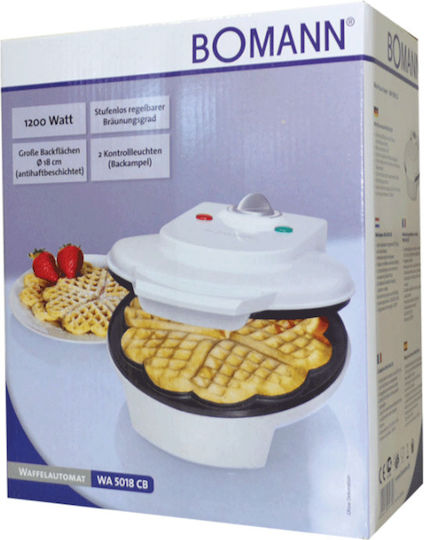 Bomann WA 5018 CB Βαφλιέρα για Βάφλες Καρδιά 1200W White