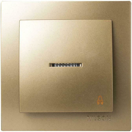 Nilson Knopf Glocke mit Kontrollleuchte 12V in Gold Farbe 24151013