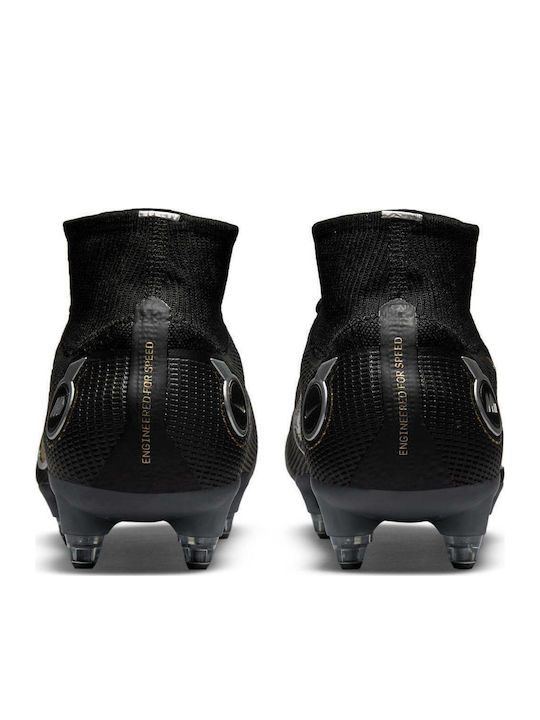 Nike Mercurial Superfly 8 Elite Fußballschuhe mit Stollen Black / Metallic Silver / Medium Ash / Metallic Gold