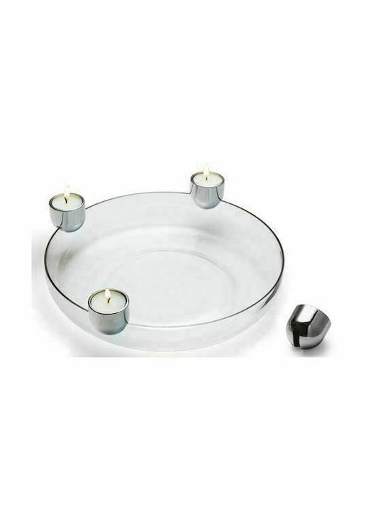 Philippi Arena Candle Holder suitable for Tealights Glass 4 Seats in Transparent Color With Bases 30x30cm 1pcs