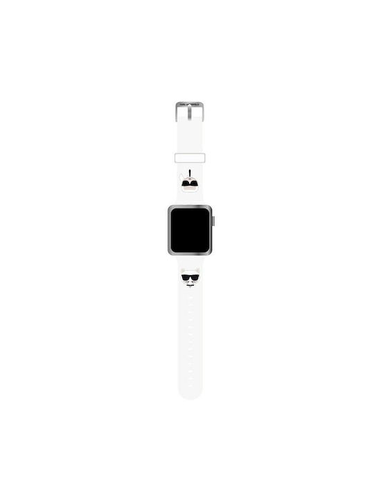 Karl Lagerfeld Karl & Choupette Heads Λουράκι Σιλικόνης Λευκό (Apple Watch 38/40/41mm)