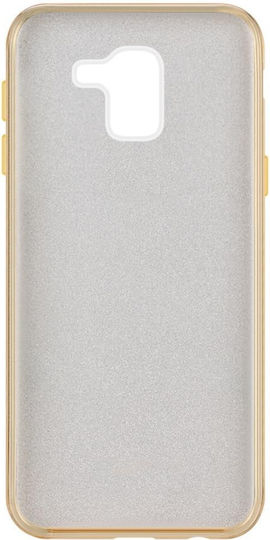 Forcell Glitter Shining Umschlag Rückseite Kunststoff / Silikon Gold (Galaxy J6)