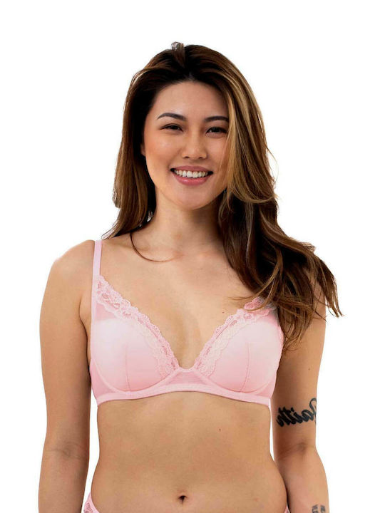 Bra with Light Padding Underwire Grey/Pink