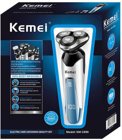 Kemei KM-5390 Περιστρεφόμενη Ξυριστική Μηχανή Προσώπου Επαναφορτιζόμενη