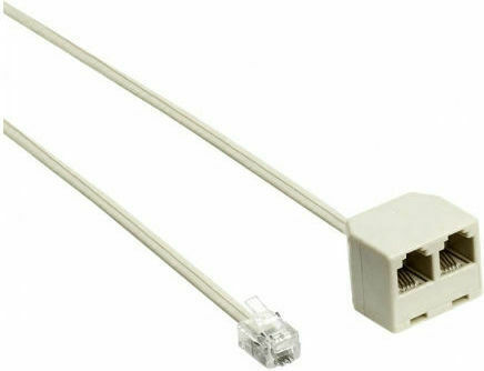 Flat Telephone Cable RJ11 6P4C 0.2m White (01.074.0135)