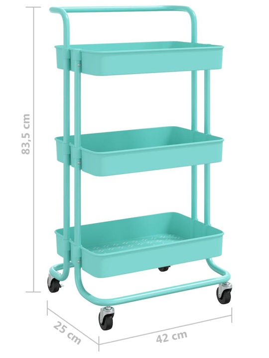 vidaXL Kitchen Trolley Metallic Blue 3 Slots 42x25x83.5cm