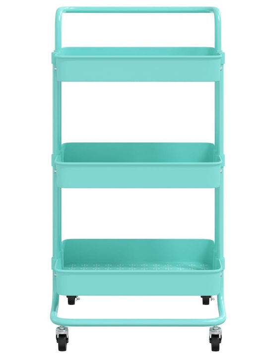 vidaXL Kitchen Trolley Metallic 3 Tiers Blue 42x25x83.5cm