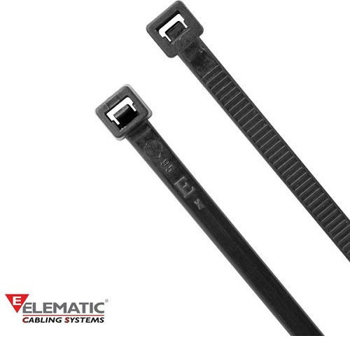 Elematic Plastic Cable Ties 290mm x 4.8mm in Black Colour (100 pcs) (5317/UVE)