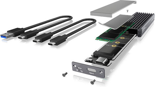 Icy Box Θήκη για Σκληρό Δίσκο M.2 PCI Express NVME με σύνδεση USB 3.1 Type-C σε Γκρι χρώμα