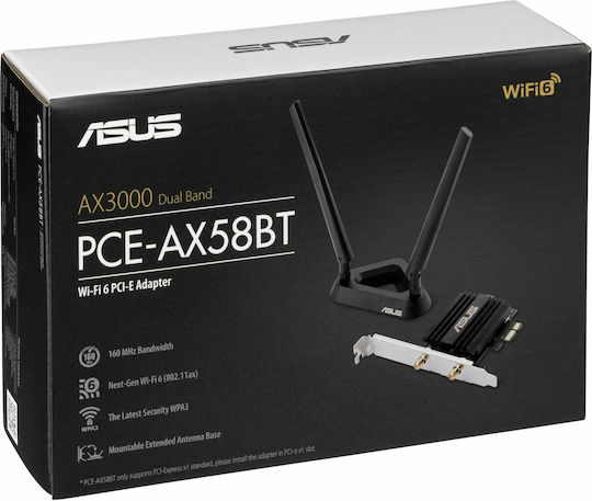Asus PCE-AX58BT Ασύρματη Κάρτα Δικτύου Wi‑Fi 6 (3000Mbps) PCI-e