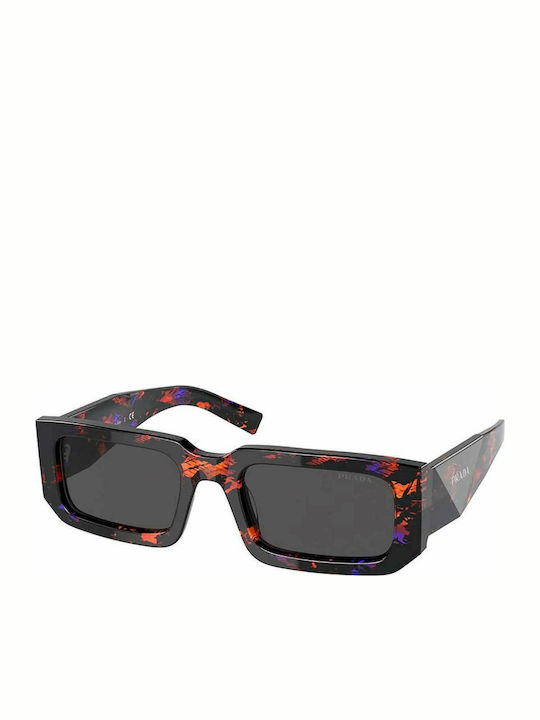 Prada Unisex Sunglasses with Brown Tartaruga Horn-Rimmed Frame and Grey Lenses PR06YS 06V5S0
