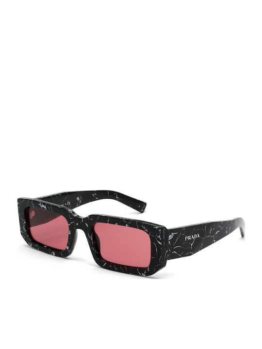 Prada Unisex Sunglasses with Black Plastic Frame and Red Lens PR06YS 05W06O